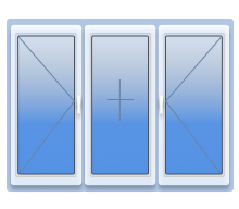 Трехстворчатое окно с глухой створкой